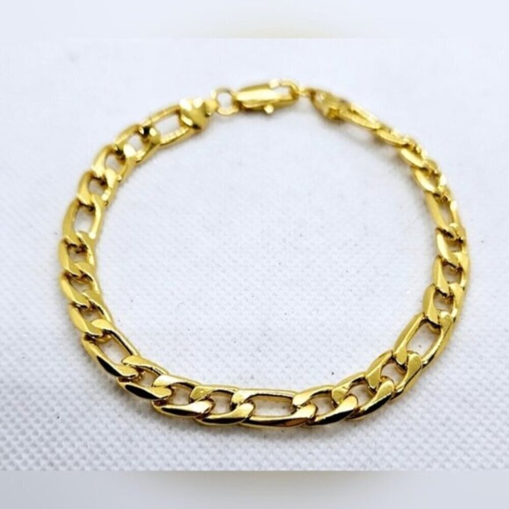 18K Gold Plated Chain Link Bracelet Unisex 9.5” NWT
